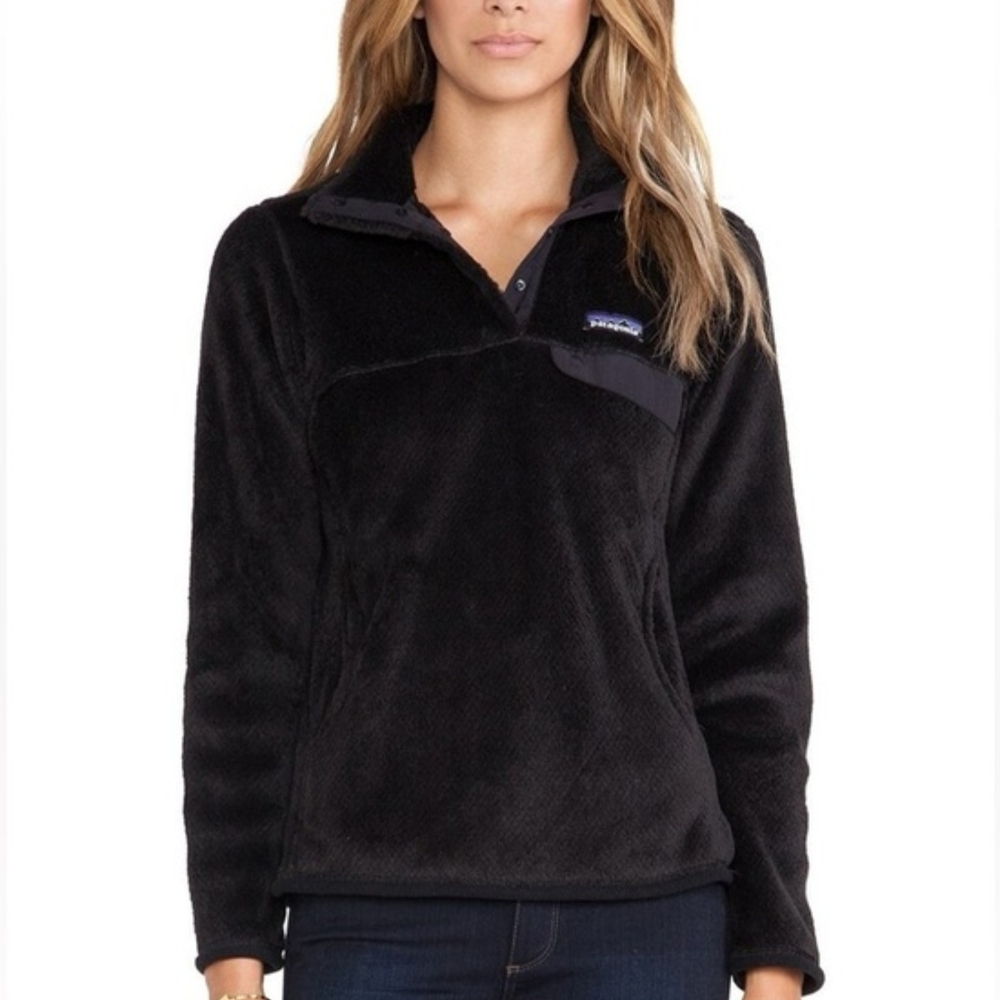 EUC/ Patagonia Polartec Womens Black Re-Tool Snap-T Pullover Fleece Jacket Sz.M
